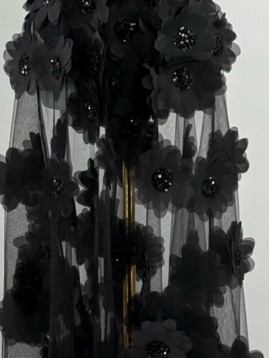 🆕 BRONX & BANCO 🧿 NWOT Rosalie Noir Floral-Appliqué Tulle Gown, Sz M US 6 - Picture 11 of 16